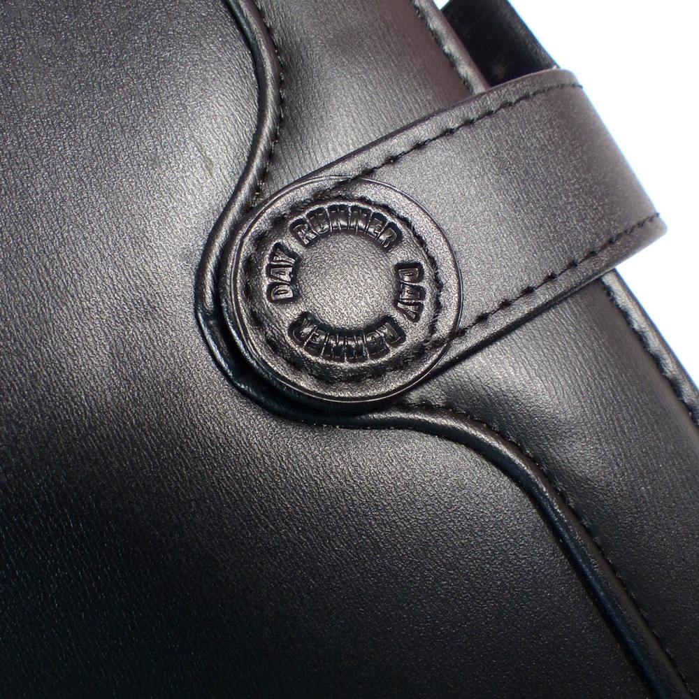 Day Runner FactCentre Organizer Black Faux Leather Vtg 90s Snap Close 3 Ring NOS - Picture 3 of 16